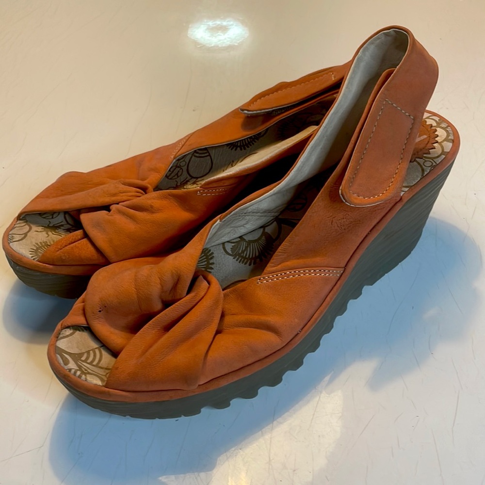 Fly London light orange platform sandals size 11 / 42